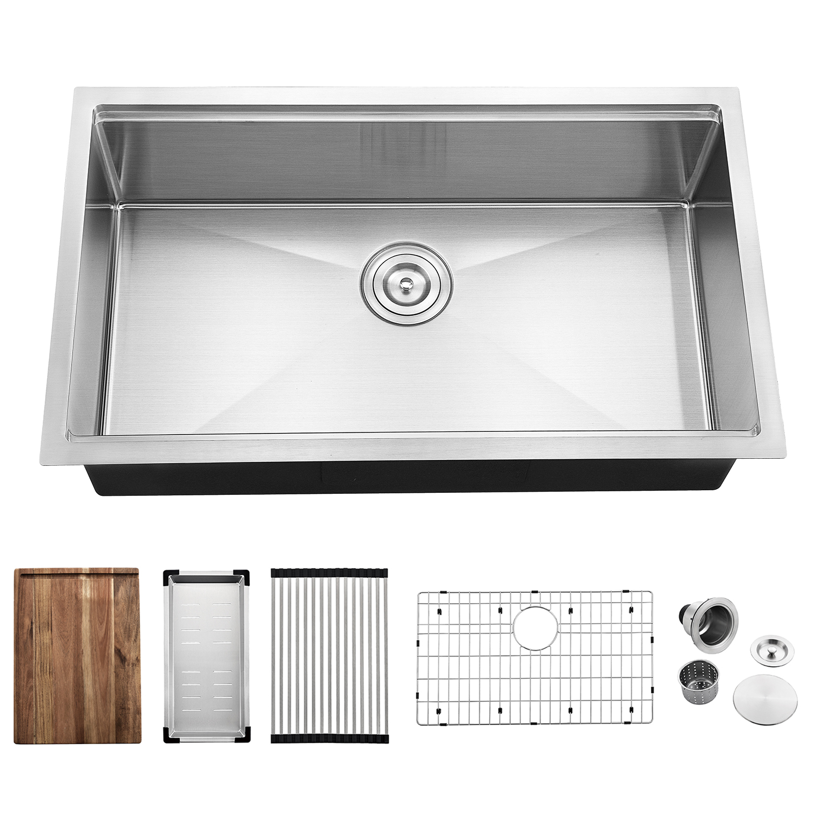 32-inch Undermount Handmade Workstation 304 Stainless Steel Kitchen ...